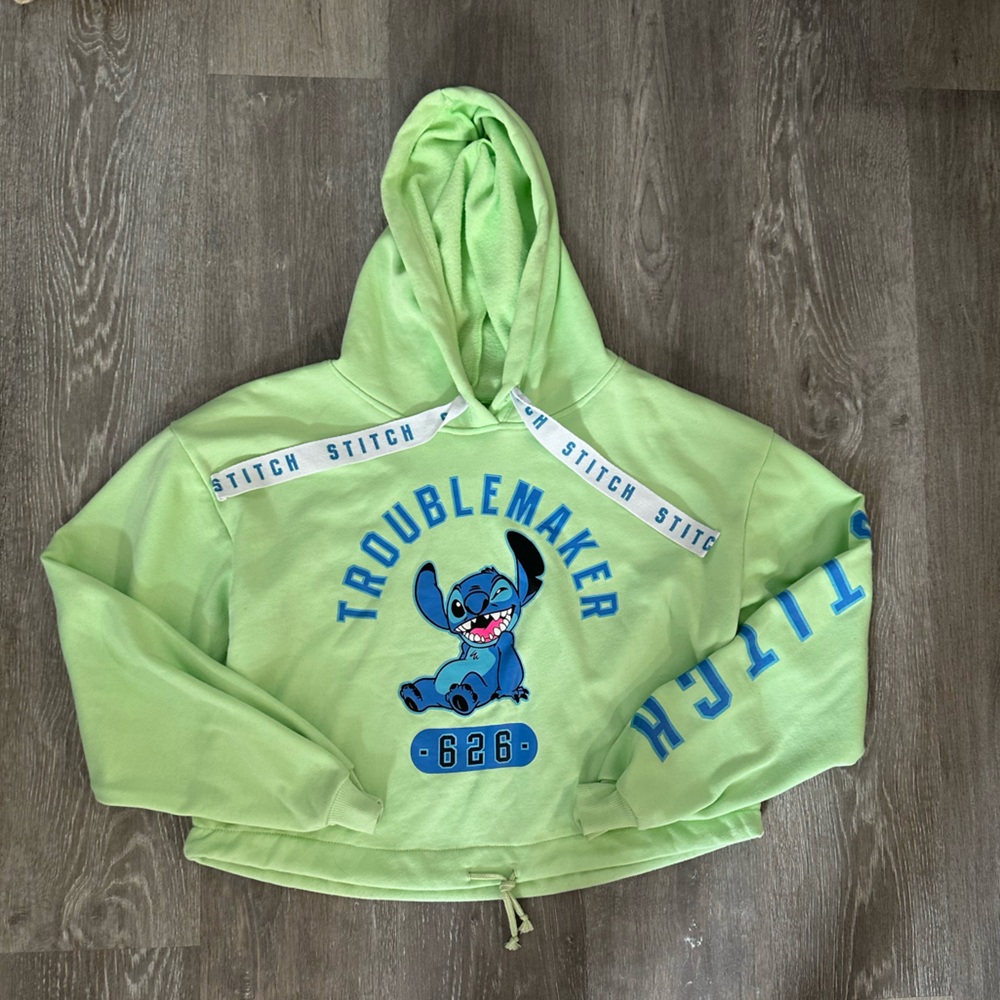 Women’s Disney Stitch Fleece Crop Hoodie Sweatshirt with Logo, Size Medi… - Picture 13 of 13